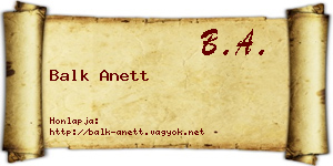 Balk Anett névjegykártya