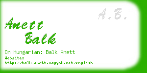 anett balk business card